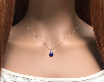 Elegant Lapis Lazuli Gemstone Necklace - Minimalist Jewelry Gift Idea