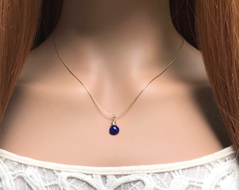 Dainty Lapis Lazuli Gemstone Necklace - Minimalist Jewelry Gift Idea For Her
