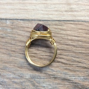 Garnet ring - 14k gold filled or Sterling silver faceted wire wrapped gemstone ring