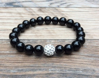 Elegant Black Tourmaline stretch Bracelet