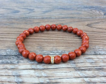 Red Jasper bracelet - dainty bracelet 6mm