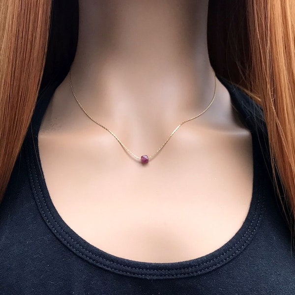 Tiny Pink Tourmaline choker, 14k gold filled