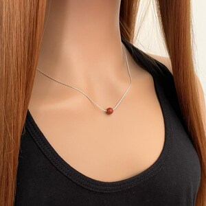 Dainty Red Jasper Gemstone Necklace - Minimalist Jewelry Gift Idea For Her