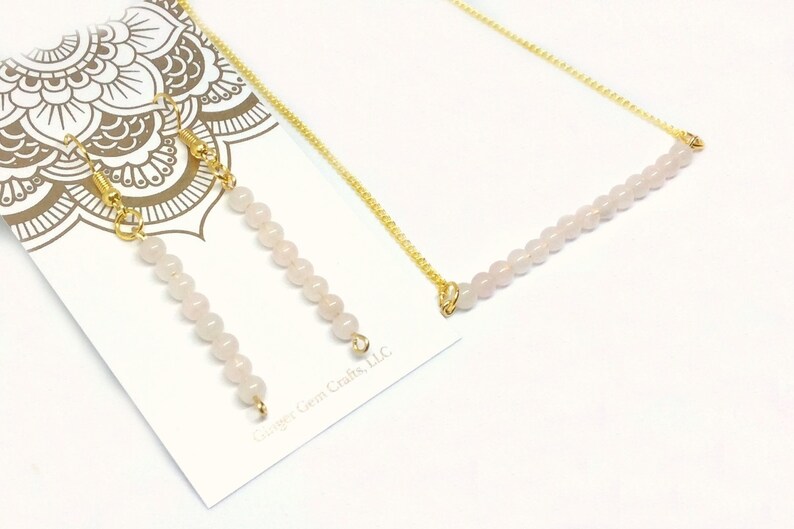 Rose Quartz jewelry set Valentines