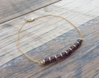 Elegant handmade Amethyst anklet - February birthstone