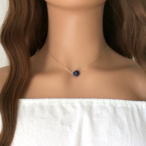 Minimalist Sodalite Crystal Necklace - Dainty Jewelry Gift Idea For Her In Blue