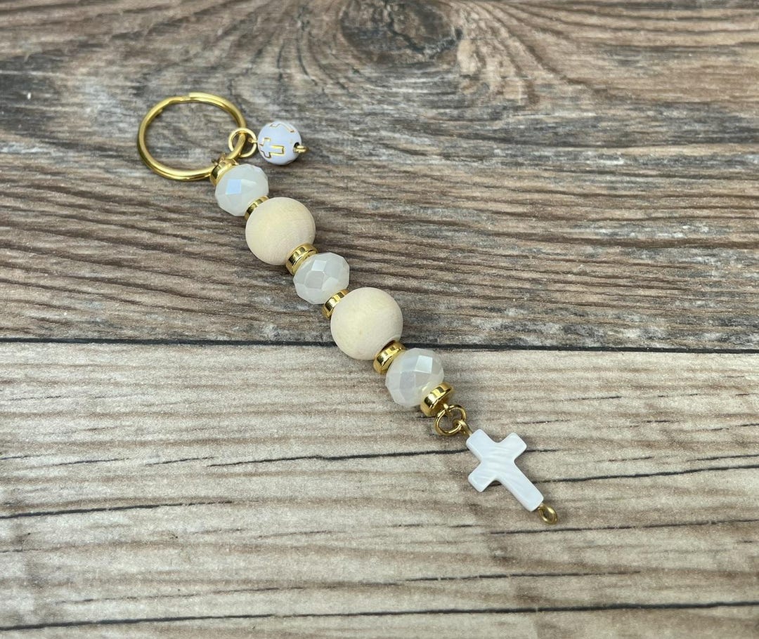Cross Keychain, Baptism Favors, Christian Keychain, Faith, Christening ...
