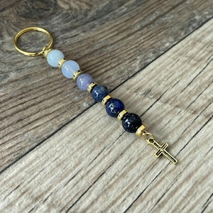 Elegant Gemstone Cross keychain or Purse Charm - Ideal Gift For Her