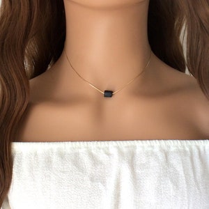 Black Tourmaline Crystal Necklace - Minimalist Jewelry Gift Idea