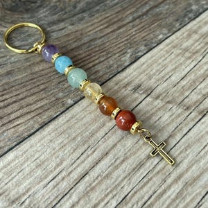 Elegant Gemstone Cross Keychain or Purse Charm - Ideal Keepsake Gift