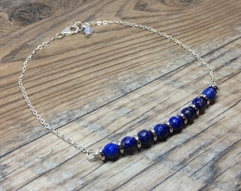 Elegant Lapis Lazuli Gemstone Anklet - Dainty Jewelry For Her In Blue