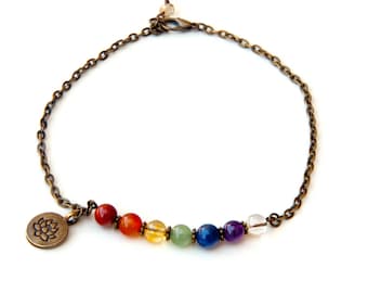 Chakra bracelet with Lotus charm