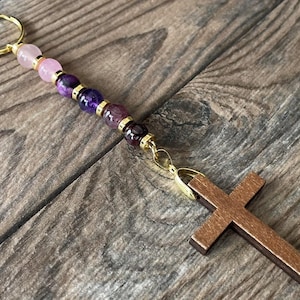 Elegant Gemstone Cross Keychain or Purse Charm - Ideal Christian Gift