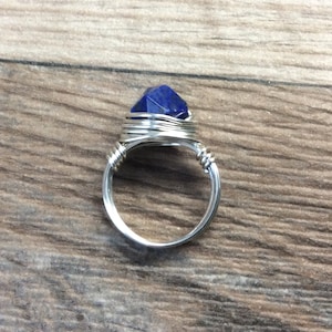 Handmade Blue Lapis Lazuli ring - Unique Wire Wrapped Piece