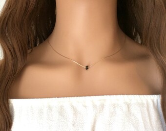 Tiny Smoky Quartz choker necklace,  14k gold filled or Sterling Silver