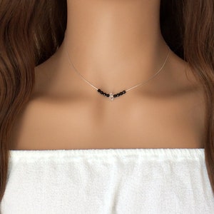 Delicate Herkimer Diamond and Tourmaline Necklace for Her - Minimalist Jewelry