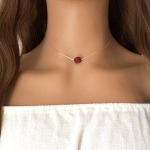 Minimalist Red Jasper Crystal Necklace - Ideal Gift For Her