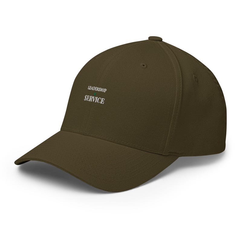 Leadership Is Service Embroidered Cap, Structured Olive Dad Hat, Servant Leadership Gift for Leaders and Coaches, Faith and Team