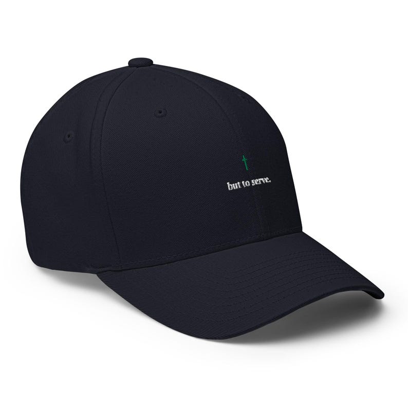 But To Serve Embroidered Cap, Mark 10:45 Faith Dad Hat, Navy Christian Cap, Servant Leadership Gift for Men and Coaches