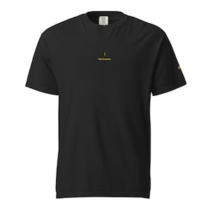 But To Serve Embroidered Tee, Gold Stitch, Mark 10:45 Faith Shirt, Christian Servant Leadership Gift, Black Comfort Colors T-Shirt