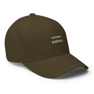Leadership Is Service Embroidered Cap, Structured Olive Dad Hat, Servant Leadership Gift for Leaders and Coaches, Faith and Team