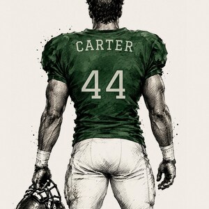 Personalized Football Canvas for Boys and Men, Leadership Lessons for Athletes, Custom Name and Number Wall Art, Football Gift image 3