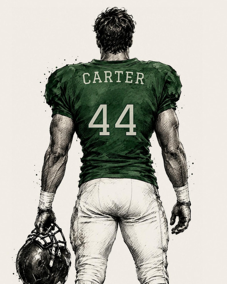 Personalized Football Canvas for Boys and Men, Leadership Lessons for Athletes, Custom Name and Number Wall Art, Football Gift image 3