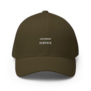 Leadership Is Service Embroidered Cap, Structured Olive Dad Hat, Servant Leadership Gift for Leaders and Coaches, Faith and Team