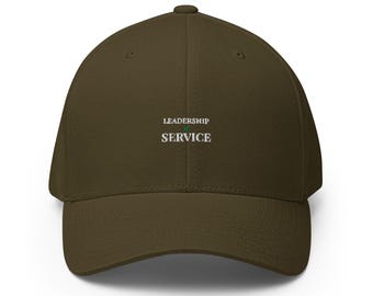 Leadership Is Service Embroidered Cap, Structured Olive Dad Hat, Servant Leadership Gift for Leaders and Coaches, Faith and Team