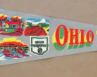 Vintage 'Ohio Turnpike' USA Souvenir Travel Pennant