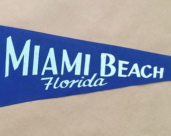 Vintage 'Miami Beach Florida' Retro Map Artwork USA Travel Pennant - 2 Versions
