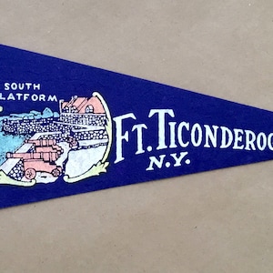 Vintage 'Fort Ticonderoga NY South Platform' New York USA Mini Travel Souvenir Pennant