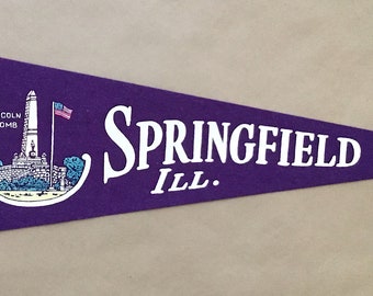 Vintage 'Springfield, ILL Abraham Lincoln's Home, Lincoln Tomb' Illinois USA Travel Pennant