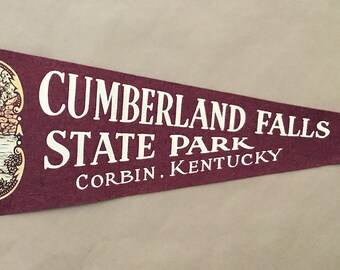 Vintage 'Cumberland Falls State Park, Corbin, Kentucky' KY USA Souvenir Travel Pennant