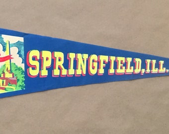 Vintage 'Springfield, ILL, Here I Have Lived, A. Lincoln', Illinois USA Travel Pennant