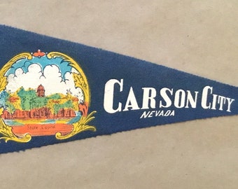 Vintage 'Carson City Nevada State Capitol' Mini USA Travel Pennant