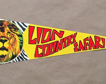 Vintage 'Lion Country Safari, West Palm Beach FL', Florida USA Travel Pennant