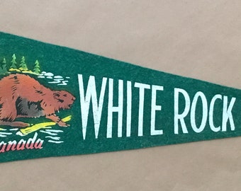 Vintage 'White Rock B.C. Canada' Vancouver British Columbia Souvenir Travel Pennant