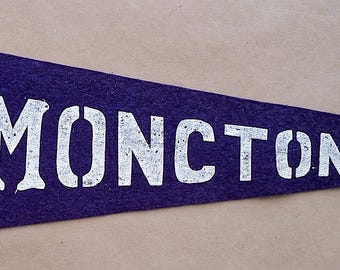 Banderín de viaje vintage "Moncton NB" de Nuevo Brunswick, Canadá