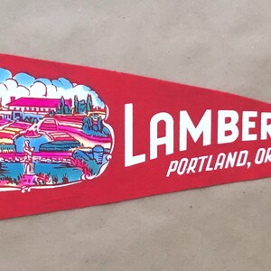 Vintage 'Lambert Gardens, Portland ORE' Oregon USA Souvenir Travel Pennant