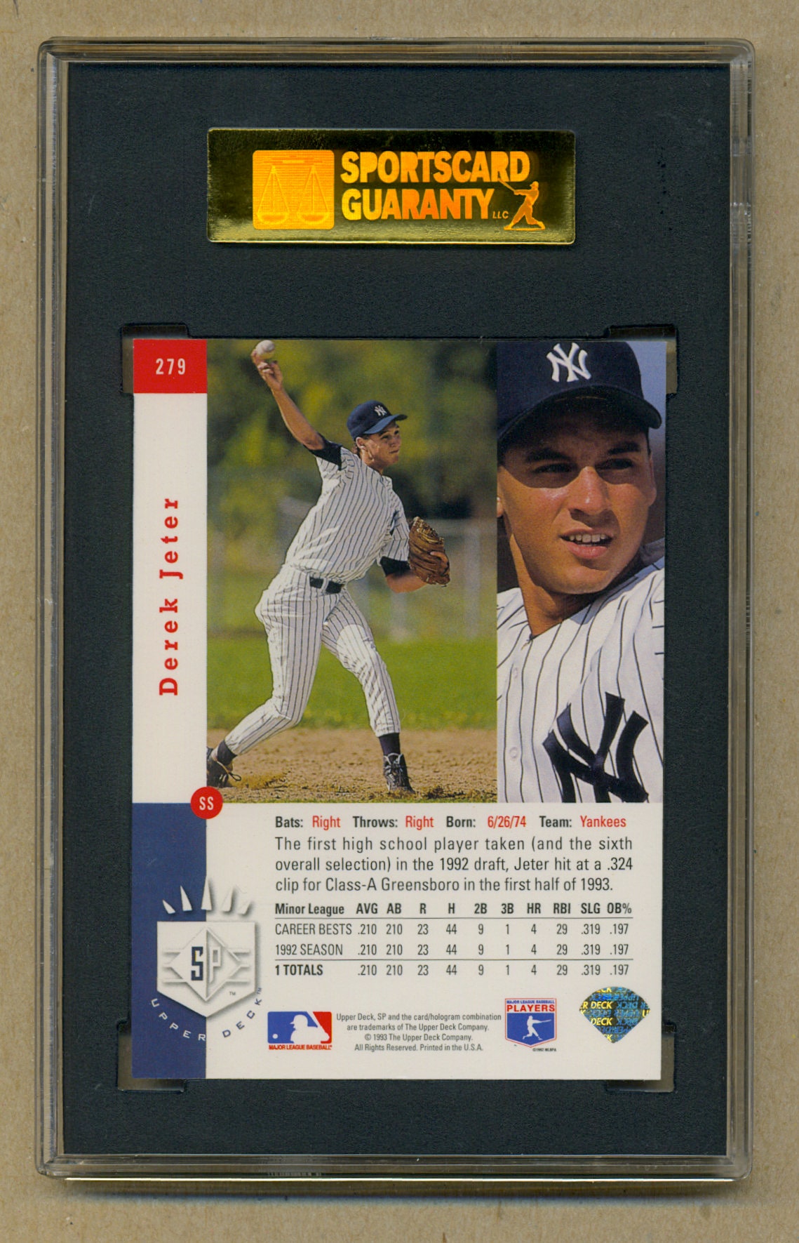 1993 Upper Deck SP Derek Jeter RC Rookie Graded SGC 88 Near - Etsy