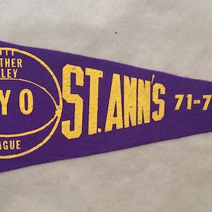 Vintage &#39;St. Ann&#39;s 71-72 Panther Valley CYO League Champs&#39; Souvenir Pennant