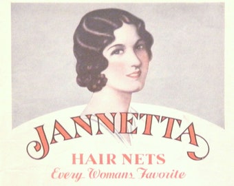 1933 Hair Net Ad - Jannetta Hair Nets, Vintage Hair Care Advertising, Unframed Collectible for Salon Wall Art