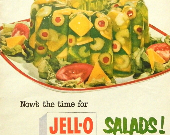 1952 Jello Salad Ad Vintage Kitchen Food Advertisement for Etsy