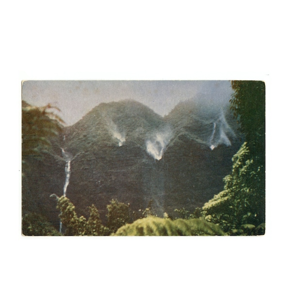 Hawaii Upside Down Falls Vintage Postcard - Near Honolulu - Wind Draws Water Upward - Unposted