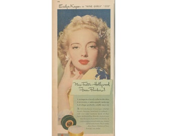 1947 Face Powder Ad - Virginia Mayo Sells Max Factor of Hollywood Make-up - Unframed