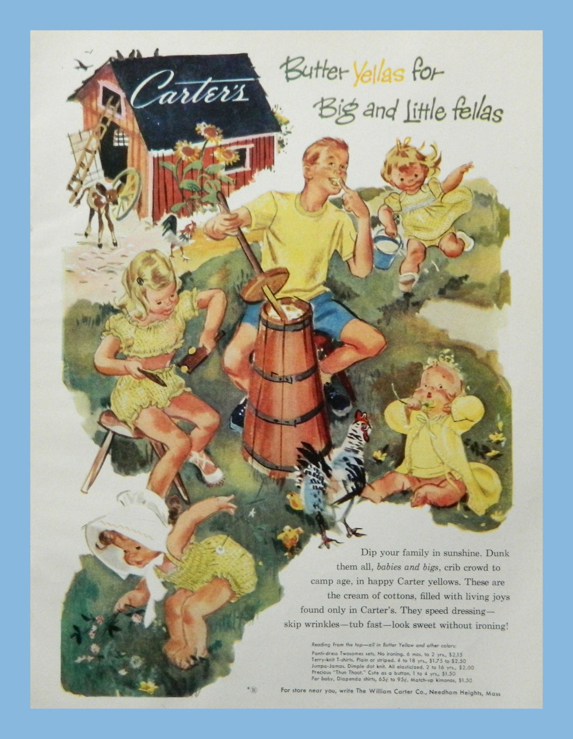 1951 Carter Clothing Ad Kids' Clothes Yellow Etsy