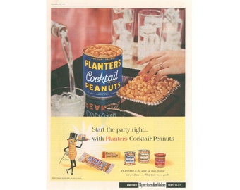 1958 Planter's Ad - Vintage Mister Peanut Print Ad - Unframed