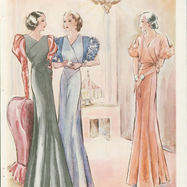 1932 McCall's Dress Pattern Ad - Evening Gowns - Ladies Fashion Styles - Art by Blanch Rothschild - Unframed