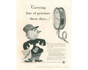 1942 Bell Telephone Ad - Bell System - Pressures of War - WW2 Wartime Effort - Vintage Print Advertising - Unframed